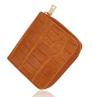 【THA300820F】クロコダイル ラウンドジップ ミニ財布 ウォレット ブラ(折り財布)
