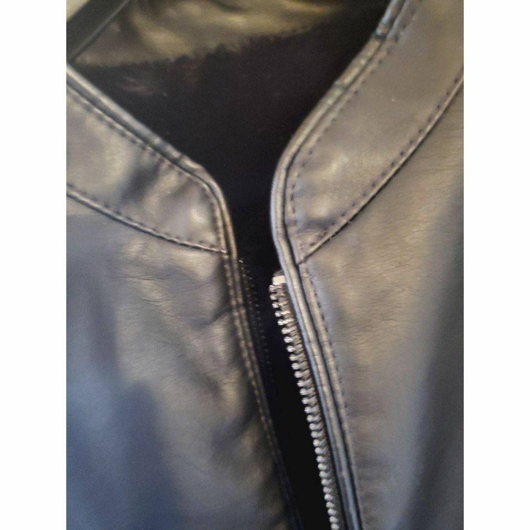 裏起毛 レザージャケット 【ブラック5Lサイズ】革ジャン ライダースジャケット メンズのジャケット/アウター(ライダースジャケット)の商品写真