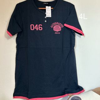 大きいサイズ  デザイン チュニックTシャツ  ネイビー(チュニック)