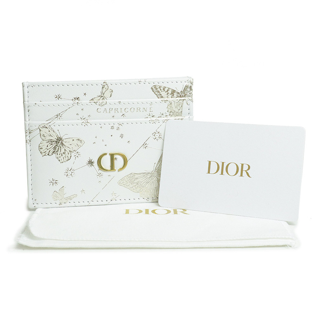 Christian Dior(クリスチャンディオール)のクリスチャンディオール カロ Caro Freesia バタフライ ゾディアック 蝶 カードケース 名刺入れ 定期入れ パスケース カーフスキン レザー ホワイト 白 ゴールド金具 S5130UBXZ Christian Dior（新品・未使用品） レディースのファッション小物(パスケース/IDカードホルダー)の商品写真