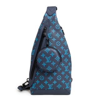 LOUIS VUITTON - ルイ ヴィトン デュオ スリングバッグ ボディバッグ ワンショルダー 斜め掛け モノグラムシャドウ レザー ネイビー ブルー 紺 マットブラック金具 M46562 LOUIS VUITTON（未使用　展示品）