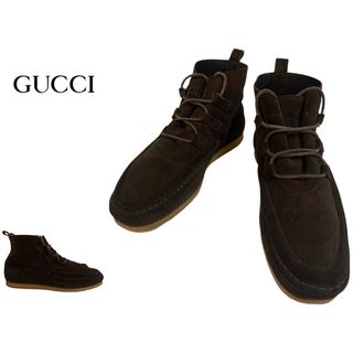 グッチ(Gucci)のGUCCI VINTAGE ITALY製 モカシンスエードレザーブーツ ブラウン(ブーツ)