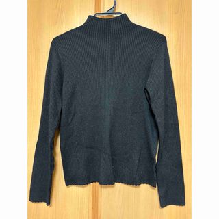 ユニクロ(UNIQLO)の【値下げ】ユニクロ　シャイニーリブハイネックセーター　春　長袖　黒　中古品(ニット/セーター)