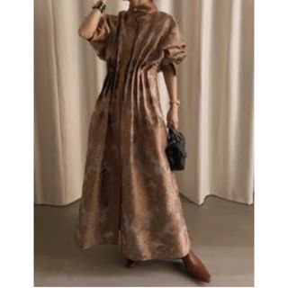 アメリヴィンテージ(Ameri VINTAGE)のAmeri UND SHEER JACQUARD TUCK DRESS(ロングドレス)