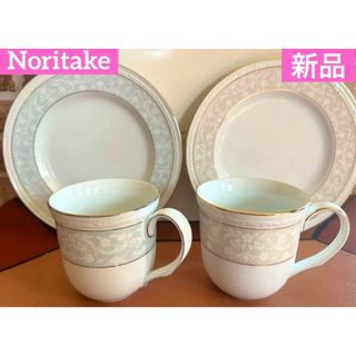 ノリタケ(Noritake)の✨箱入り未使用品 ✨ ノリタケ  グレンローズプラチナ モーニングセット(食器)