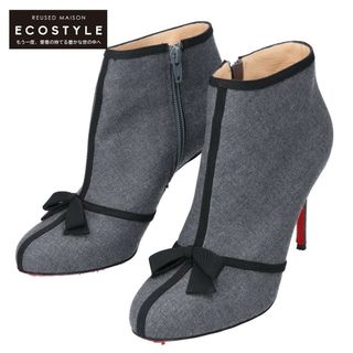 Christian Louboutin - クリスチャンルブタン 【美品】ARNOEUD 85 FLANEL リボン ピンヒールブーティ/ 37