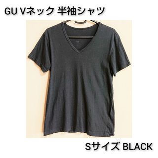 ジーユー(GU)のGU ジーユー Vネック 半袖シャツ Sサイズ BLACK(Tシャツ/カットソー(半袖/袖なし))