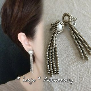 コットンパール シルバービーズ ロング Earring(イヤリング)