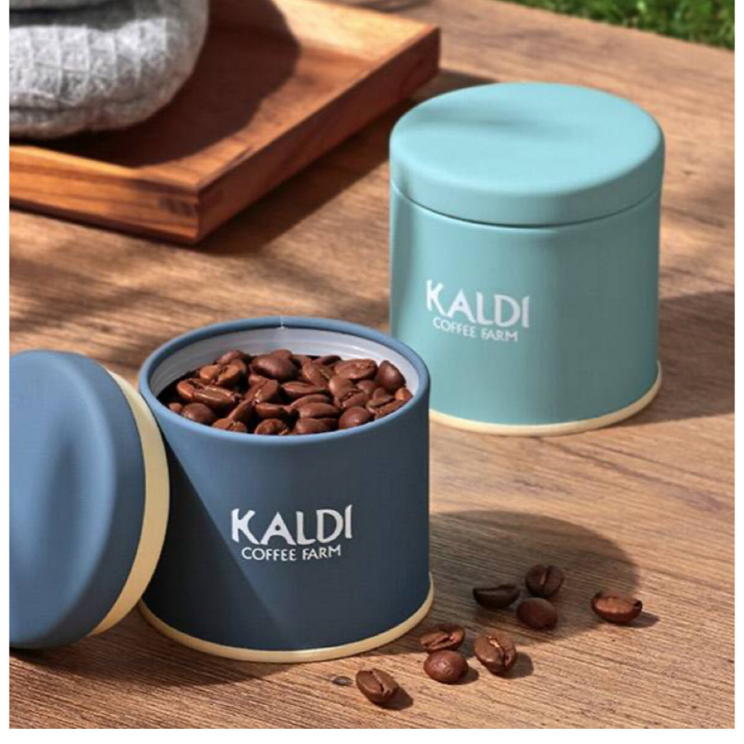 KALDI(カルディ)のカルディ ミニキャニスター缶（ブルーセージ ＆ ダークネイビー） インテリア/住まい/日用品のキッチン/食器(容器)の商品写真