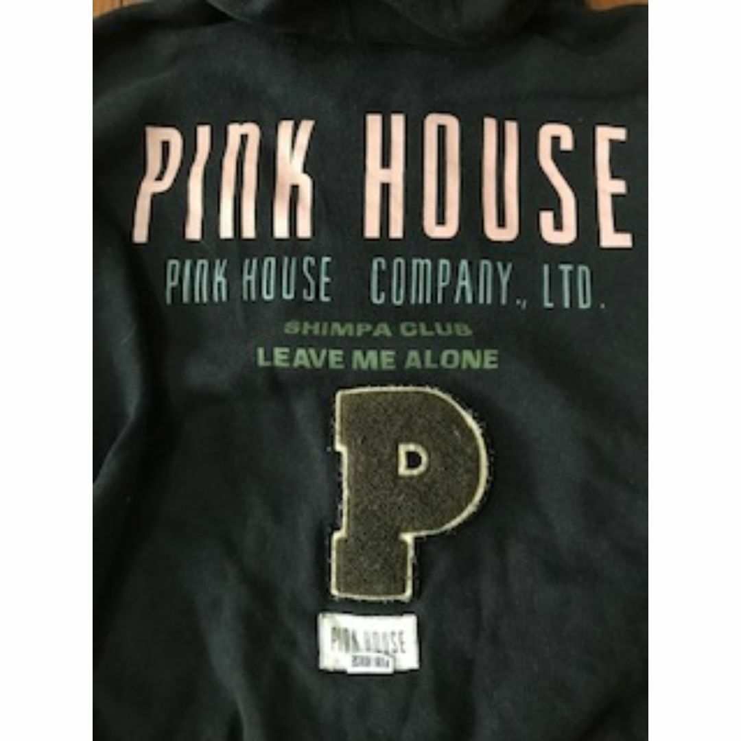 PINK HOUSE(ピンクハウス)のレア PINKHOUSE ジップアップ パーカー  ロゴプリント ワッペン 黒 レディースのトップス(パーカー)の商品写真