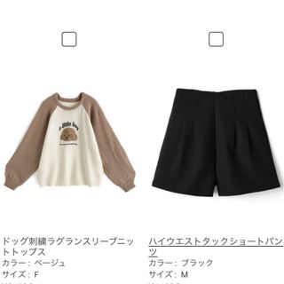 グレイル(GRL)のGRL/ドッグ刺繍ラグランニット&未使用ショートパンツ(ショートパンツ)