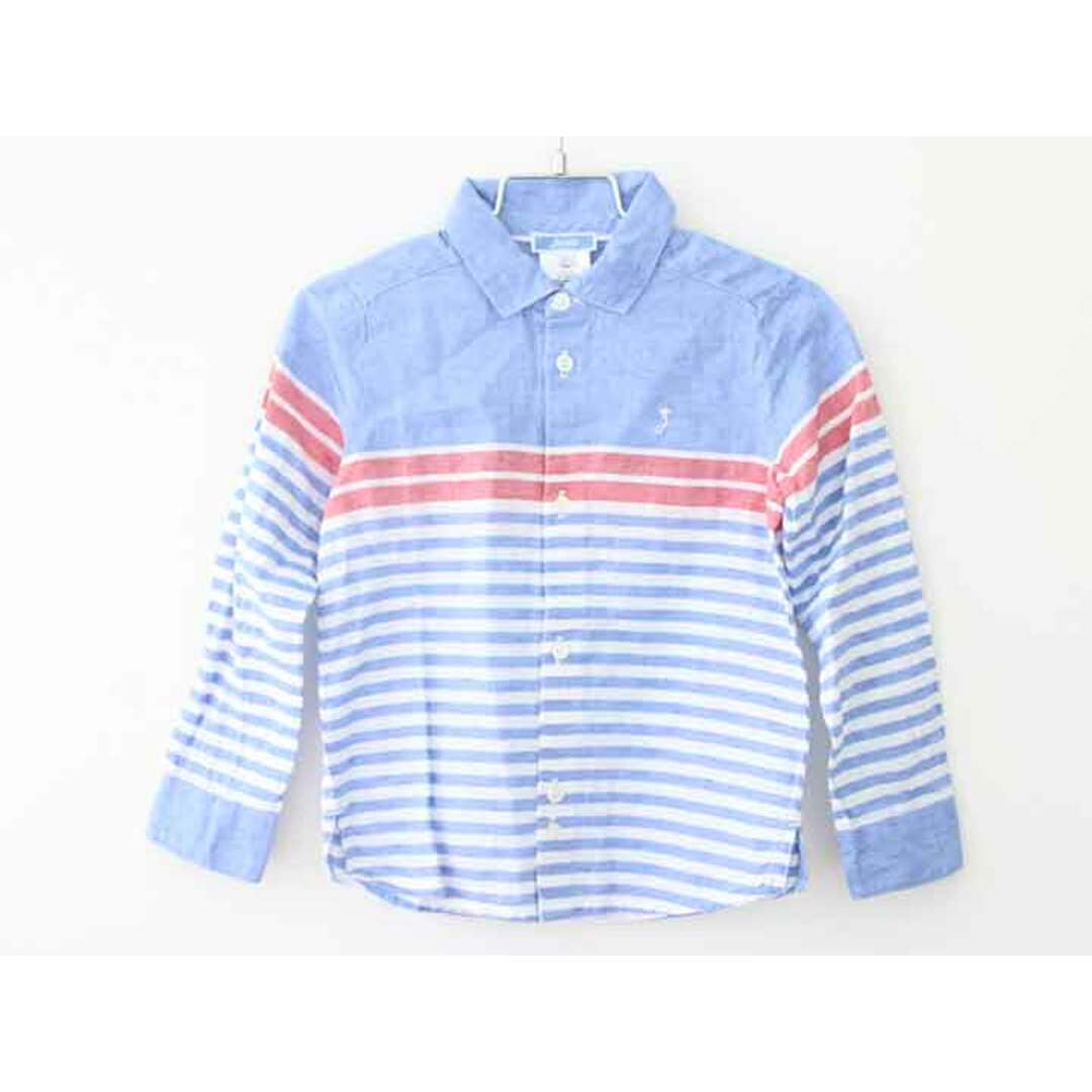 Jacadi(ジャカディ)の【春夏物 新入荷!】†ジャガディ/JACADI†104cm(4A) 長袖シャツ 青×白 麻混【中古】子供服 キッズ kids 男の子 春夏秋 tops 923042 キッズ/ベビー/マタニティのベビー服(~85cm)(シャツ/カットソー)の商品写真