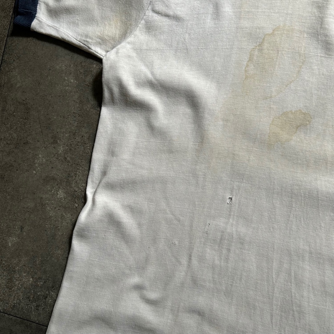 MILITARY(ミリタリー)の60s70s U.S.NAVY リンガーtシャツ L ホワイト×ネイビー メンズのトップス(Tシャツ/カットソー(半袖/袖なし))の商品写真