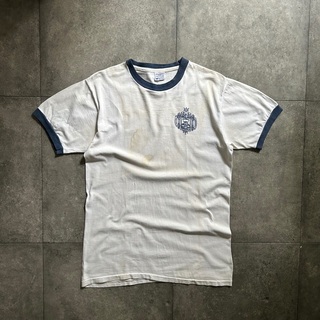 ミリタリー(MILITARY)の60s70s U.S.NAVY リンガーtシャツ L ホワイト×ネイビー(Tシャツ/カットソー(半袖/袖なし))