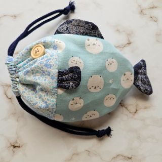 お魚巾着 巾着袋 さかな ハンドメイド No.230(ポーチ)