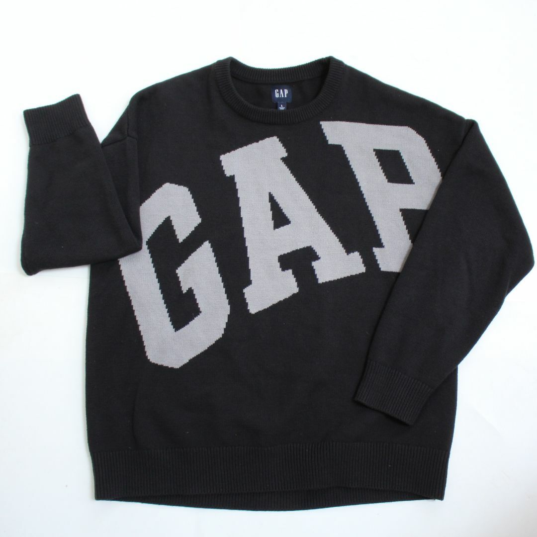 GAP(ギャップ)のGap Men's ジャガードロゴニットセーター黒Lサイズ メンズのトップス(ニット/セーター)の商品写真