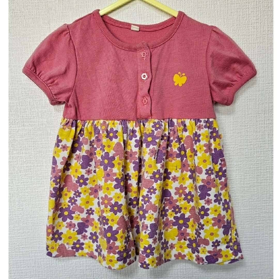 【3枚セット】ワンピース 90 花柄 ボーダー キッズ/ベビー/マタニティのキッズ服女の子用(90cm~)(ワンピース)の商品写真