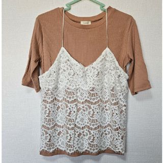 ハッシュアッシュ(HusHush)の【HusHush】ハッシュアッシュ Tシャツ レースキャミソール カットソー(カットソー(半袖/袖なし))