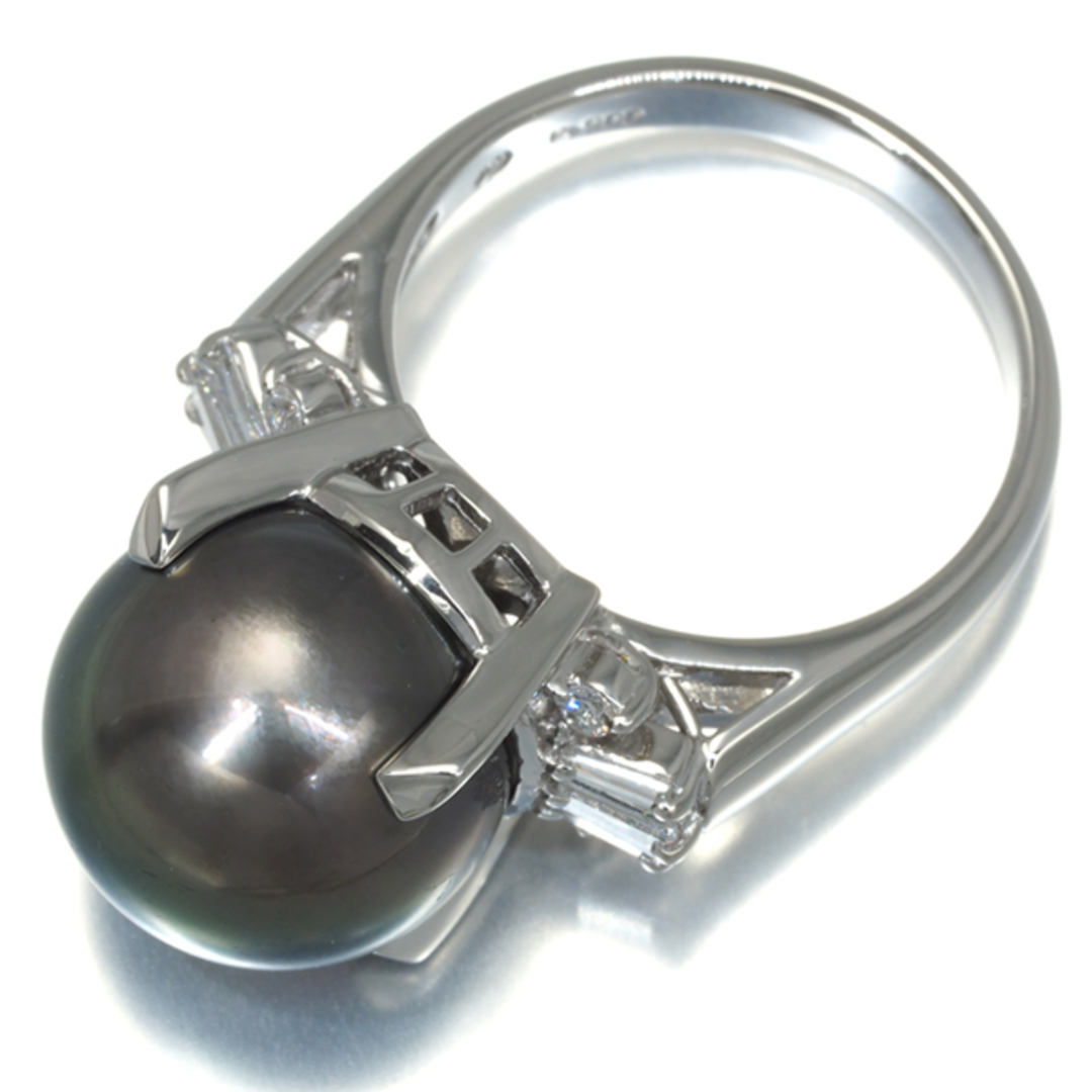 TASAKI(タサキ)のタサキ リング ブラックパール 黒蝶真珠 12.0mm ダイヤ 0.29ct  10.5号 Pt900  レディースのアクセサリー(リング(指輪))の商品写真