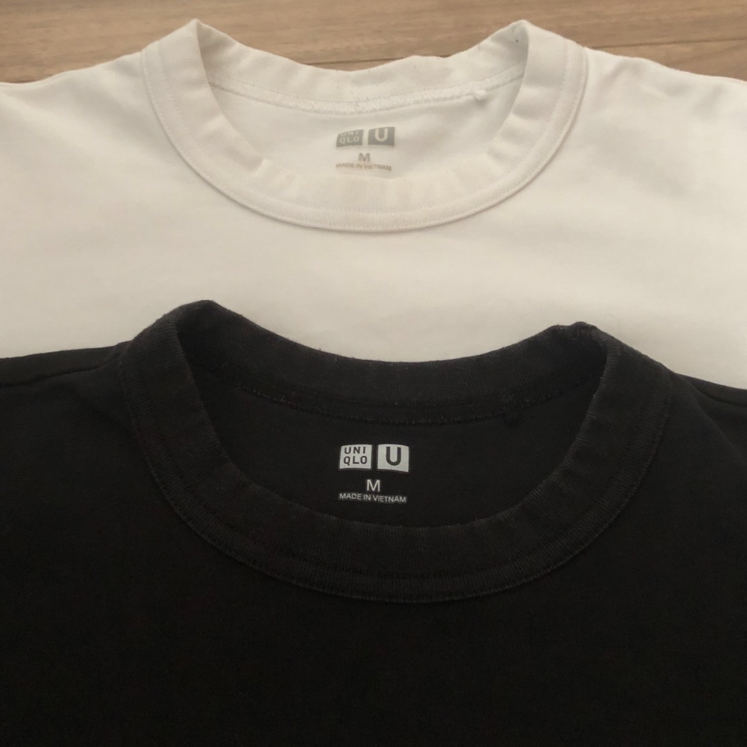 UNIQLO(ユニクロ)の２着セット　UNIQLO U レディース　クルーネックTシャツ　半袖　黒白M レディースのトップス(Tシャツ(半袖/袖なし))の商品写真