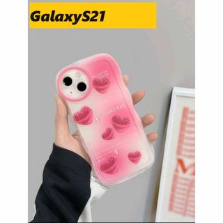 ギャラクシー(Galaxy)のGalaxyS21★ウェーブ なみなみ ハート柄　可愛い Galaxyケース(Androidケース)