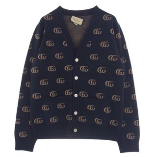 Gucci - GUCCI グッチ カーディガン 645291 ウール ジャガード ダブルG ニット カーディガン ネイビー ネイビー系 L【新古品】【未使用】【中古】