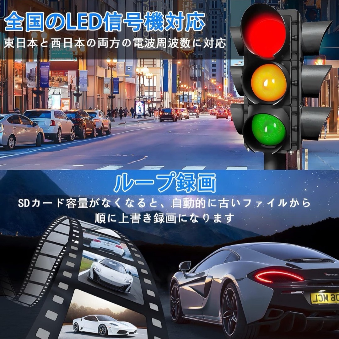 ドラレコ　前後カメラ　SDカード付　小型　高画質　防犯　カー用品　車　高品質 自動車/バイクの自動車(セキュリティ)の商品写真