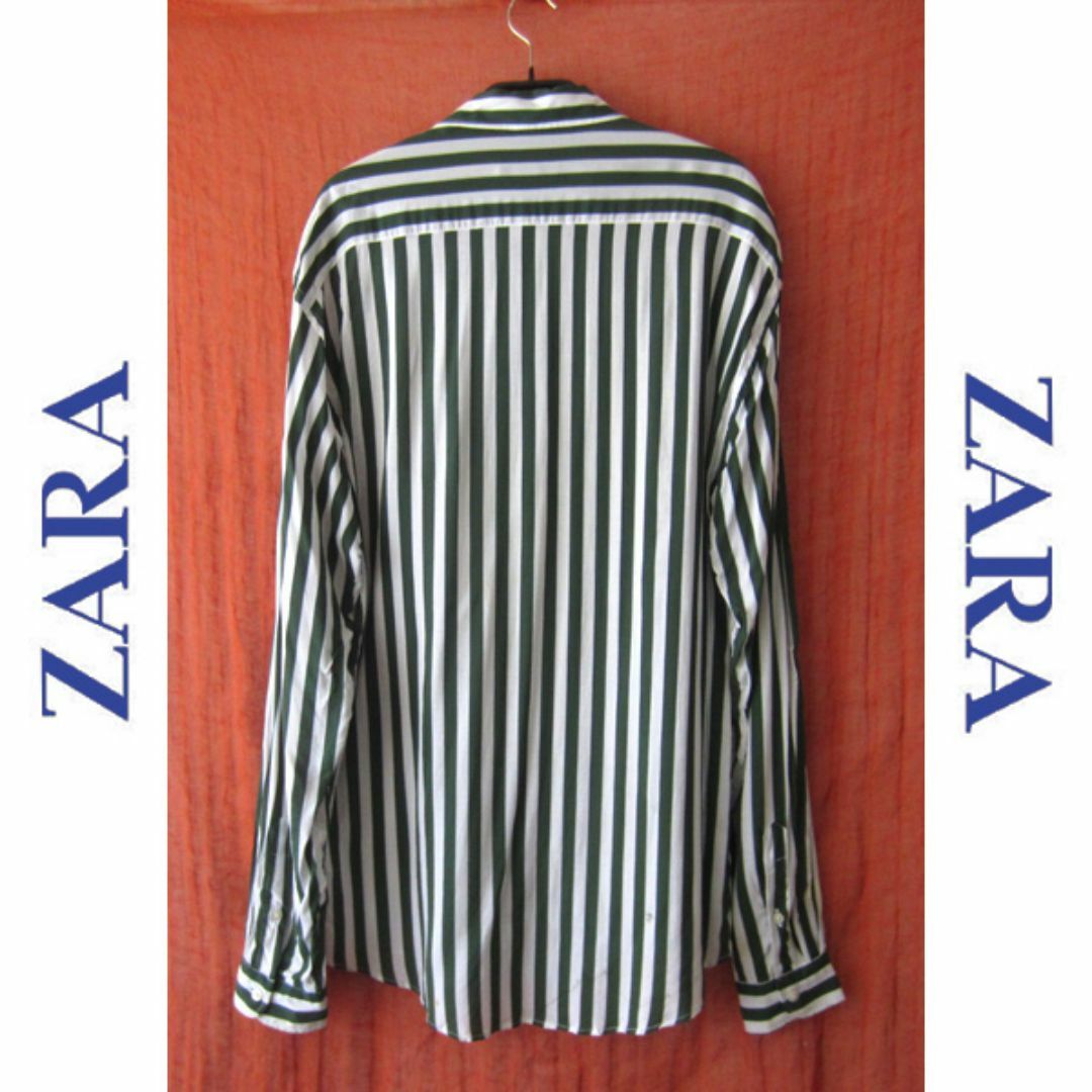 ZARA(ザラ)の美品　ZARA／ザラ★　ストライプ　レーヨン　ロングシャツ メンズのトップス(シャツ)の商品写真