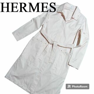 エルメス(Hermes)の美品 2022 エルメス スタッズ シャツ ワンピース スプリングコート 36(ひざ丈ワンピース)