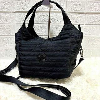 キプリング(kipling)の美品★キプリング　2wayショルダーバッグ　ハンドバッグ　黒　肩掛け可能(ショルダーバッグ)