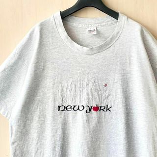 アンビル(Anvil)の90s古着ヴィンテージ　アンビル　ニューヨーク刺繍　グラフィックTシャツ　霜降り(Tシャツ/カットソー(半袖/袖なし))