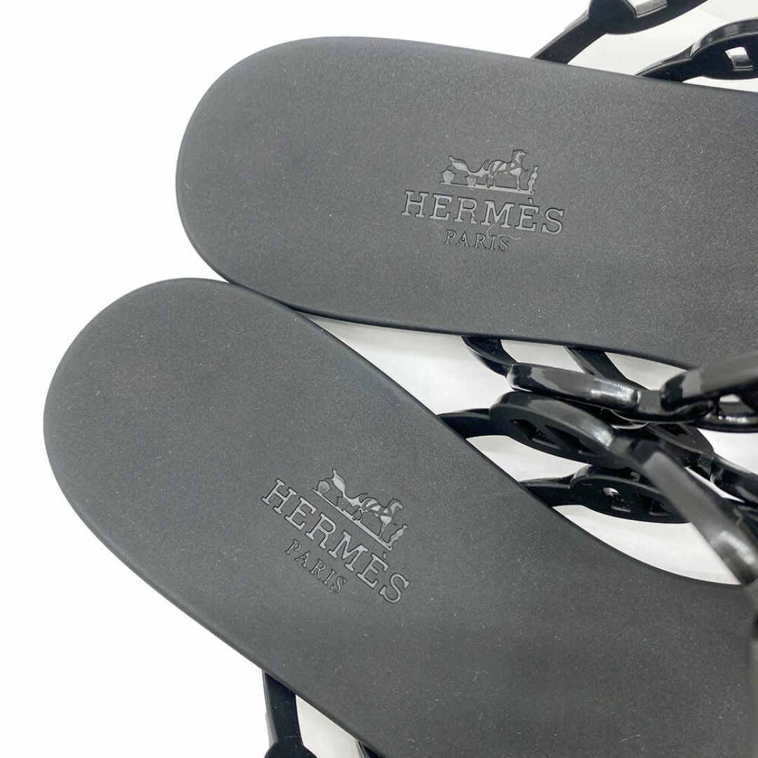 Hermes(エルメス)のHERMES　エルメス　サンダル　アイランド　シェーヌダンクル　ラバー　ノワール/ブラック　黒　サイズ37（日本サイズ約23.5cm） レディースの靴/シューズ(サンダル)の商品写真