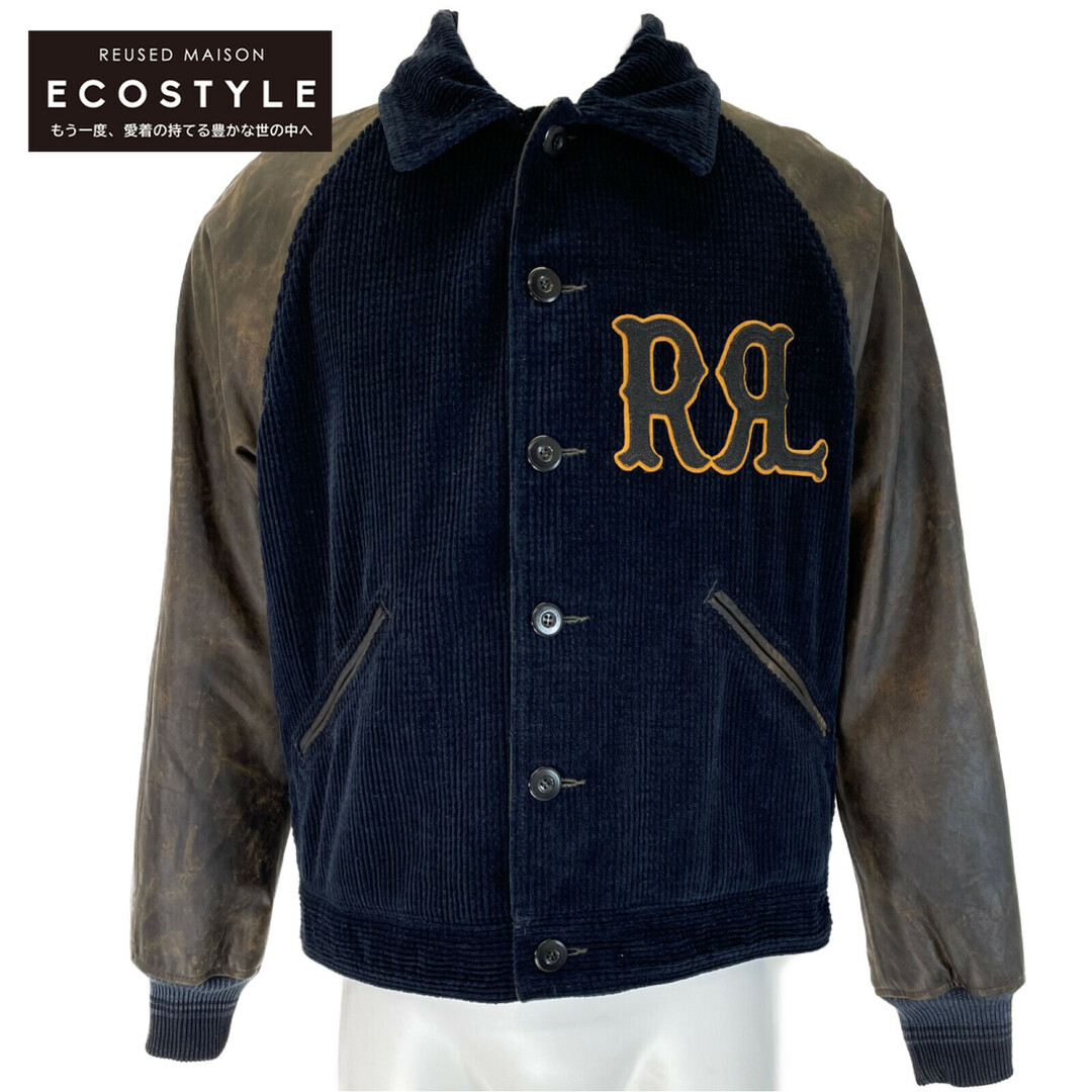 RRL(ダブルアールエル)のダブルアールエル 【美品/国内正規/23年製】アップリケロゴ オイルドレザーｘコーデュロイ バーシティ M メンズのジャケット/アウター(その他)の商品写真