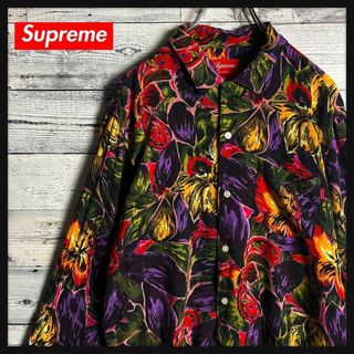 シュプリーム(Supreme)の【超希少デザイン】シュプリーム☆ ワンポイントロゴ入り 花柄 長袖シャツ(その他)