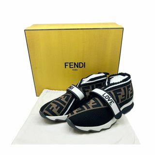 フェンディ(FENDI)のFENDI　フェンディ スニーカー ソックススニーカー 　ズッカ　キャンバス　ラバー　ブラウン　茶　ブラック　 LOVE　サイズ 35(日本サイズ約22cm） レディース(スニーカー)