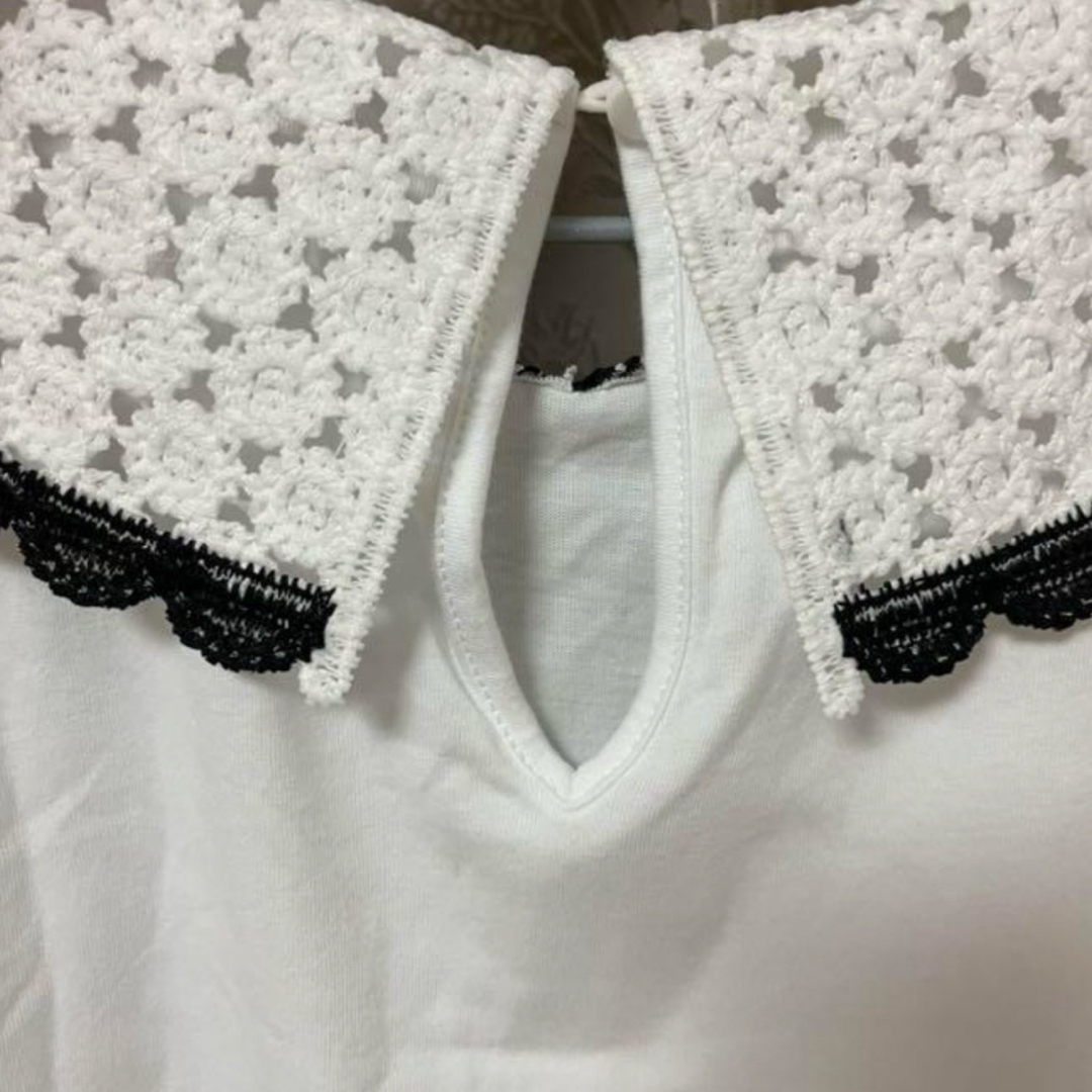 ZARA(ザラ)のZARA  レース襟  Tシャツ レディースのトップス(Tシャツ(半袖/袖なし))の商品写真