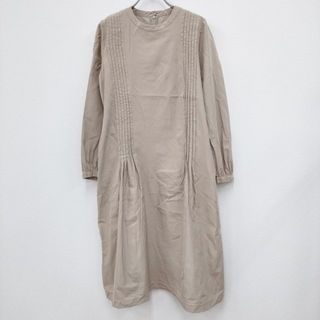 humoresque long tuck dress JA2104a 定価85800円 サイズ36 シルク ワンピース ベージュ レディース ユーモレスク【中古】4-0318G◎(その他)