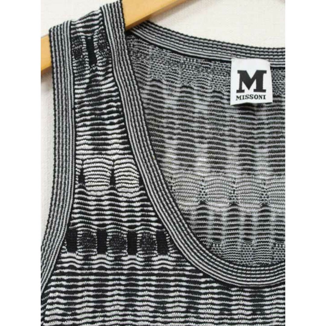 MISSONI(ミッソーニ)の【春物 新入荷】☆MISSONI/ミッソーニ☆ノースリーブニット/ニット/セーター ブラック×ホワイト/黒×白 レディース 40【中古】春夏 022042 レディースのトップス(ニット/セーター)の商品写真