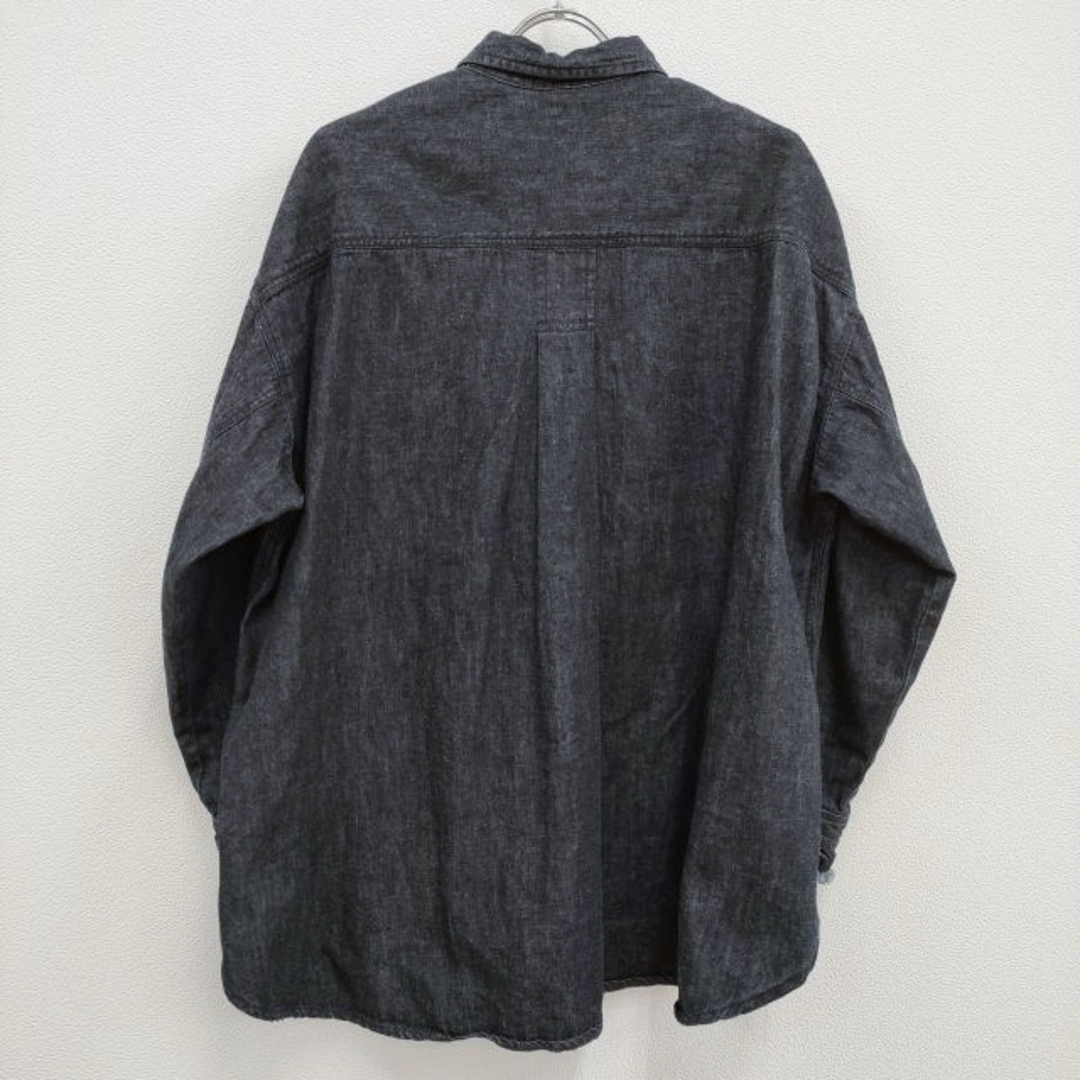 nest Robe(ネストローブ)のnest Robe コットンリネンダンガリー袖フリルシャツ 定価26400円 01233-1428 長袖 23AW ネイビー レディース ネストローブ【中古】4-0318M♪ レディースのトップス(シャツ/ブラウス(長袖/七分))の商品写真