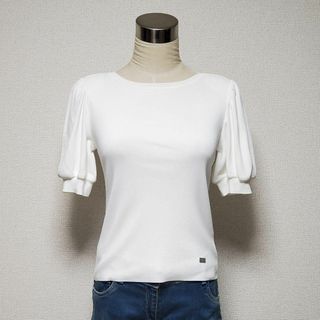 フォクシーニューヨーク(FOXEY NEW YORK)のFOXEY NEW YORK KNIT TOP "ABEILLE"　ホワイト38(カットソー(半袖/袖なし))