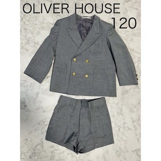 オリバーハウス(OLIVERHOUSE)の美品　Oliver　House 子供　セットアップ　120 グレー　金ボタン(ドレス/フォーマル)