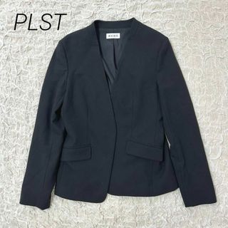 PLST プラステ　ノーカラージャケット　ネイビー　オフィス　ビジネス　M