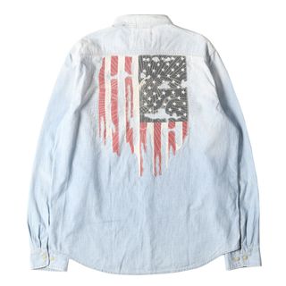 DENIM & SUPPLY Ralph Lauren デニム&サプライ ラルフローレン シャツ サイズ:XL イーグル 星条旗デザイン シャンブレー ワークシャツ ブルー トップス カジュアルシャツ 長袖【メンズ】【中古】