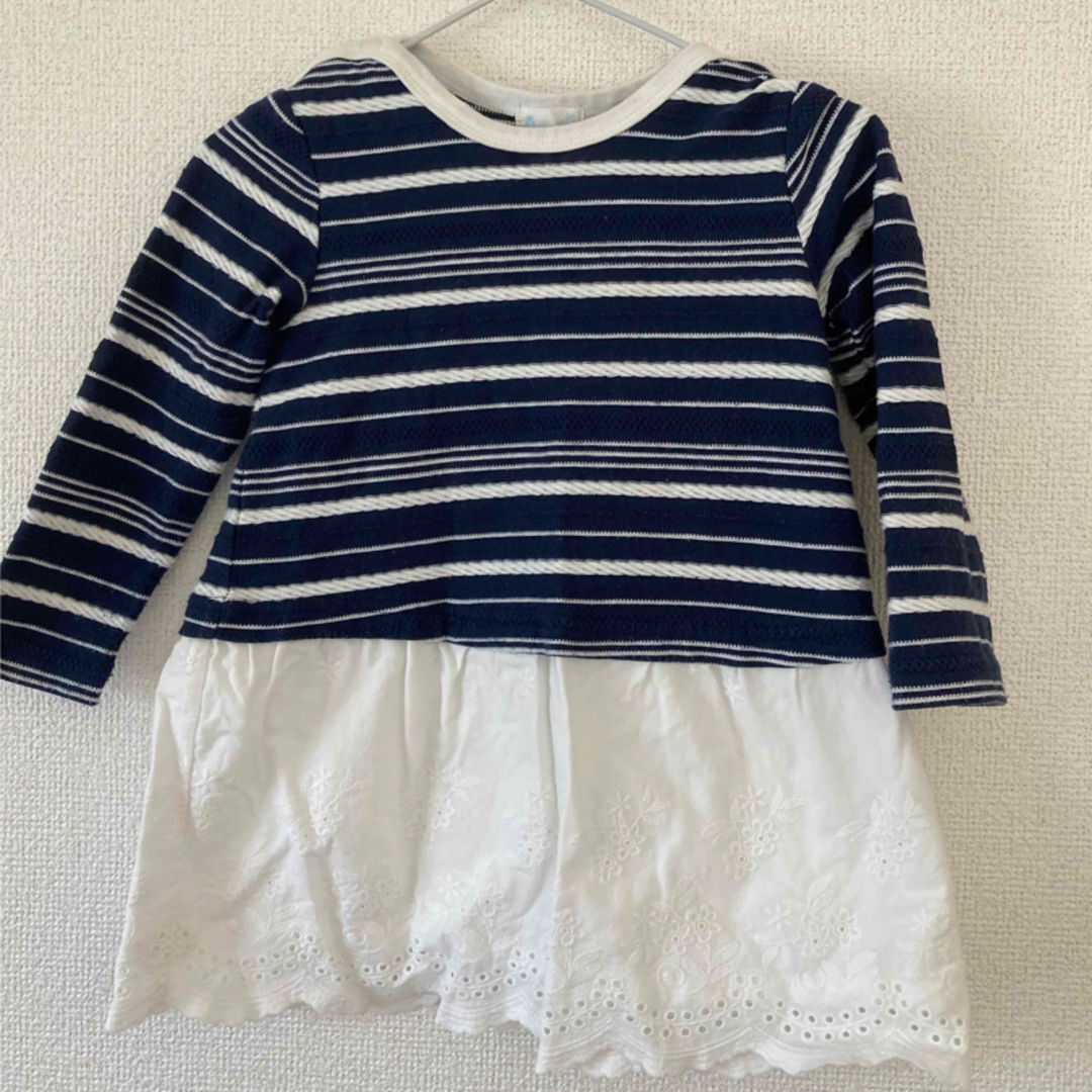 Combi mini(コンビミニ)のコンビミニ　ボーダーワンピース　90cm キッズ/ベビー/マタニティのキッズ服女の子用(90cm~)(ワンピース)の商品写真