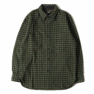 美品 At LAST&CO アットラスト シャツ サイズ:15.5(M位) チンスト付き チェック ウール ワークシャツ グリーン ブラウン トップス カジュアルシャツ 長袖【メンズ】【中古】(シャツ)