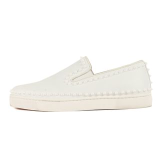 クリスチャンルブタン(Christian Louboutin)のChristian Louboutin クリスチャンルブタン サイズ:41 1/2 スパイクスタッズ スリッポン PIK BOAT FLAT ピックボート ホワイト 白 ローカット スニーカー シューズ 靴【メンズ】【中古】(スリッポン/モカシン)