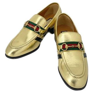 グッチ(Gucci)のグッチ ローファー アディダスコラボ ホースビット メタリックレザー メンズサイズ8 702283 GUCCI adidas 靴(ドレス/ビジネス)