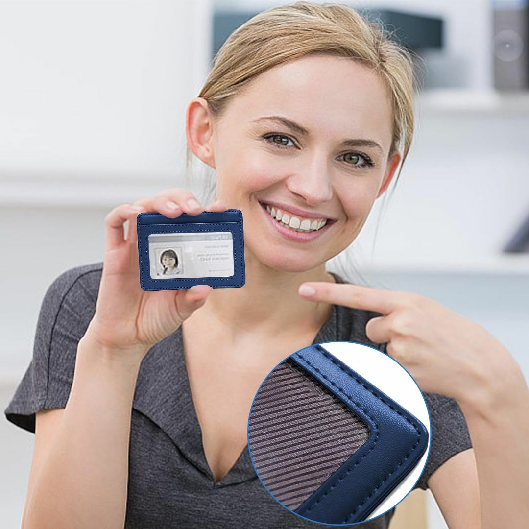 色:ブルーIDカードホルダー 横型 IDカードケース ネックストラップ 社員 メンズのバッグ(その他)の商品写真