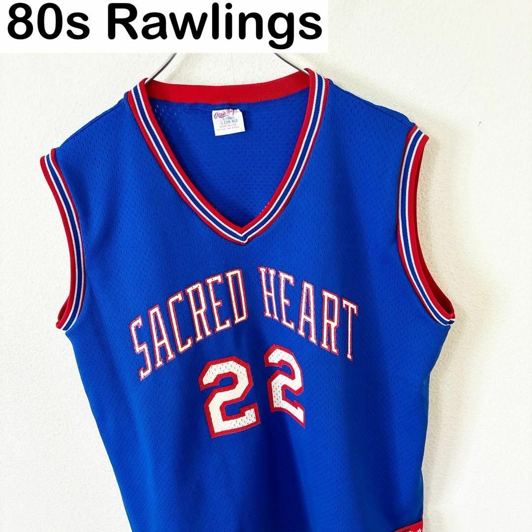 Rawlings(ローリングス)のUSA製 80s Rawlings ローリングス　カレッジ　ゲームシャツ　古着 レディースのトップス(Tシャツ(半袖/袖なし))の商品写真