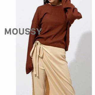 マウジー(moussy)のMOUSSY マウジー　カットソー　リブ　ブラウン　茶色　レディース　クロップド(カットソー(長袖/七分))